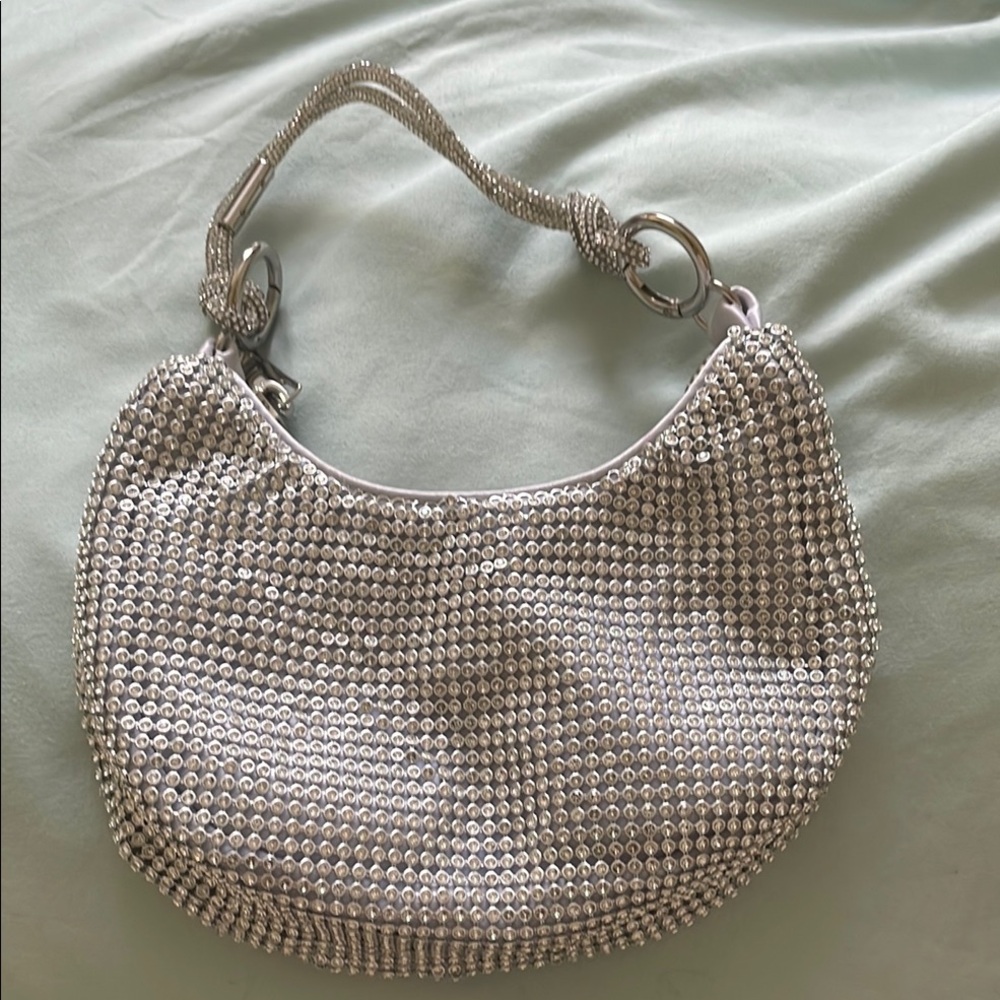 Silver Rhinestone Embellished Women's Bag